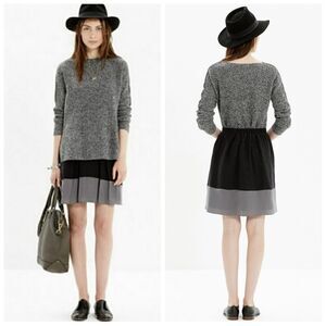 MADEWELL premiere silk color block gray‎ black skater skirt M
